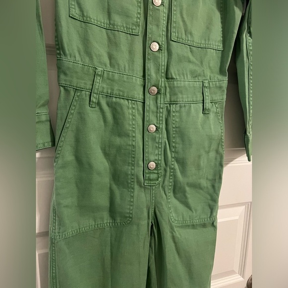 MADEWELL Garment-Dyed Relaxed Coverall Jumpsuit in Pale Evergreen Size XXS NWT - Picture 4 of 8